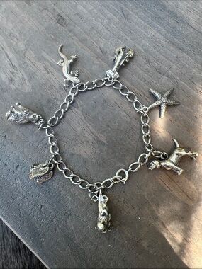 925 Silver Animal Charm Bracelet - Sea Star, Lizard, Bunny & More